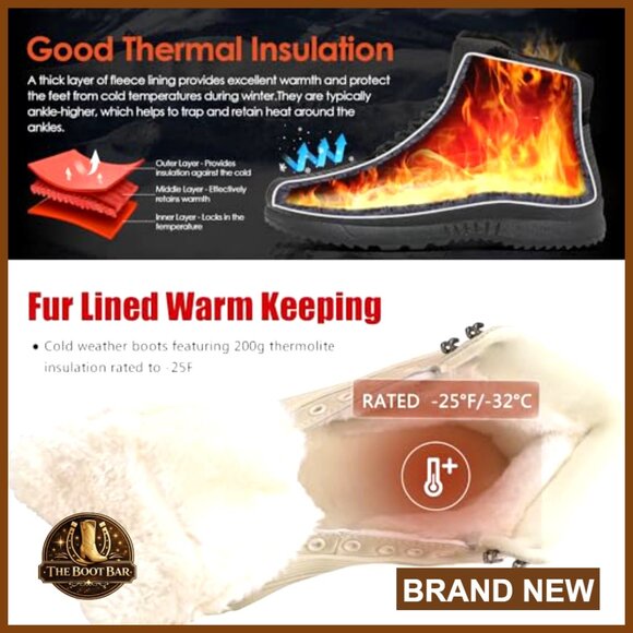 Insulated Waterproof Snow Boots with Faux Fur Lining, Non-Slip Lightweight - Picture 5 of 7